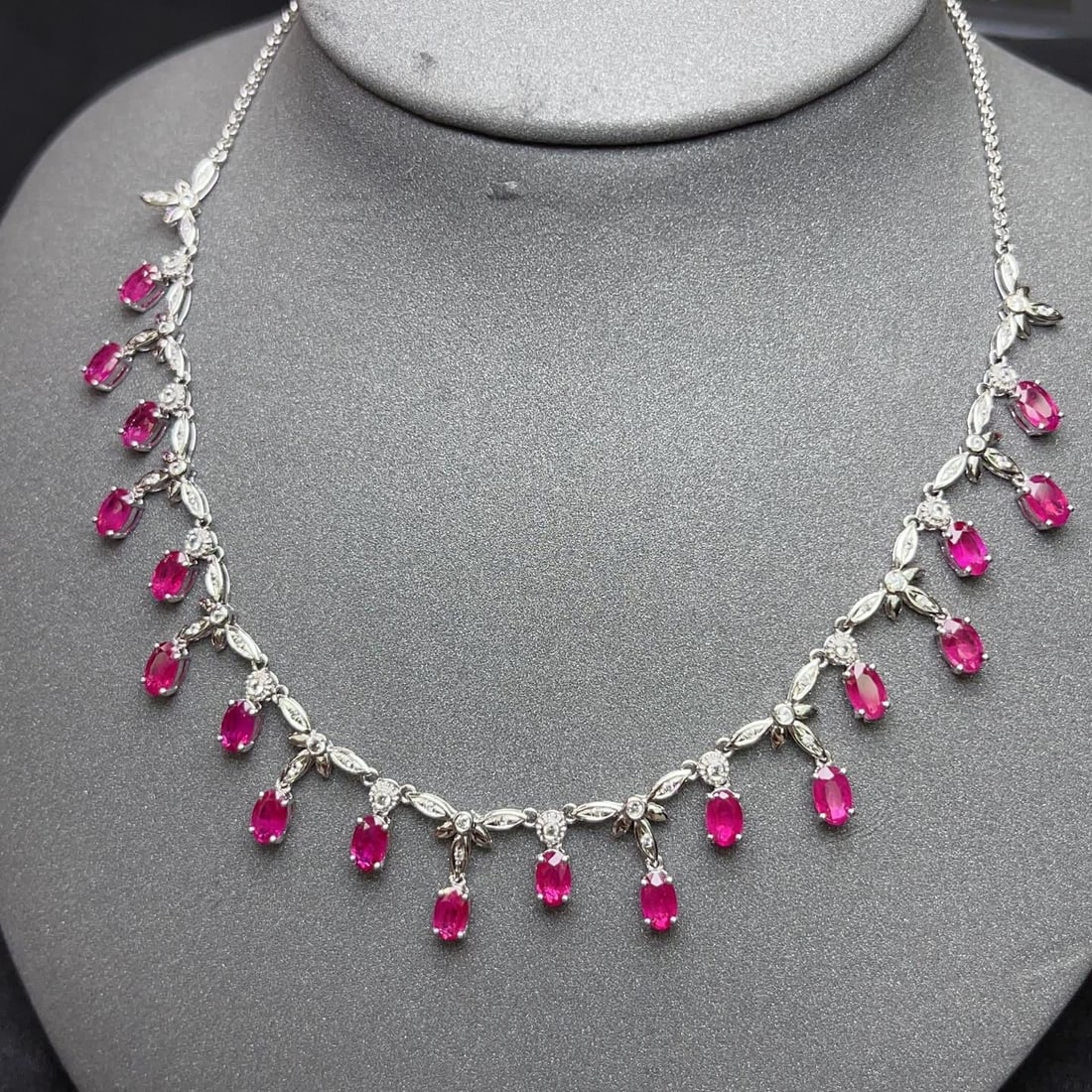 14k Gold 5.89 Ct Natural Ruby & Sapphire Necklace - 4