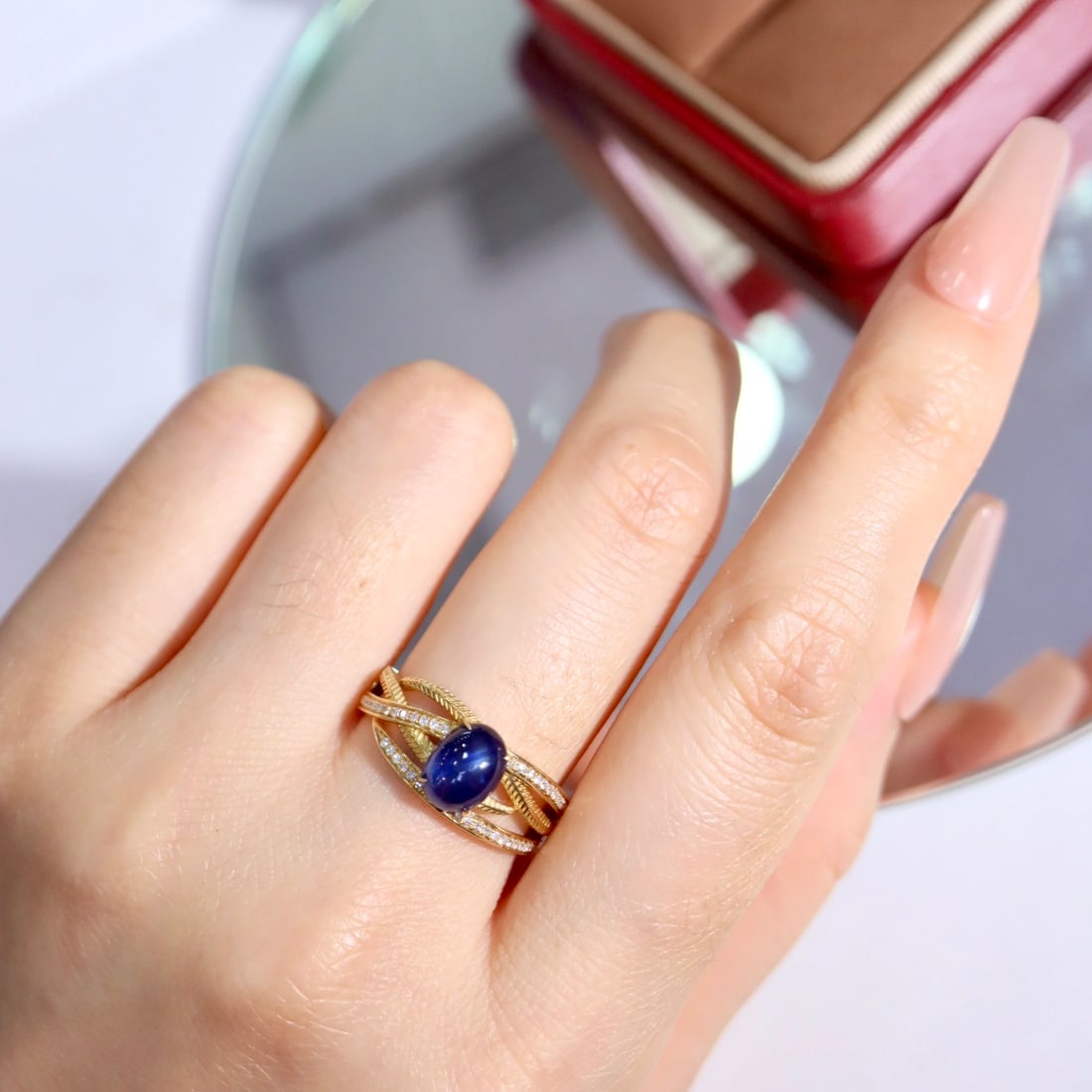 14k Gold 2.08 Ctw Natural Sapphire & Diamond Ring - 4