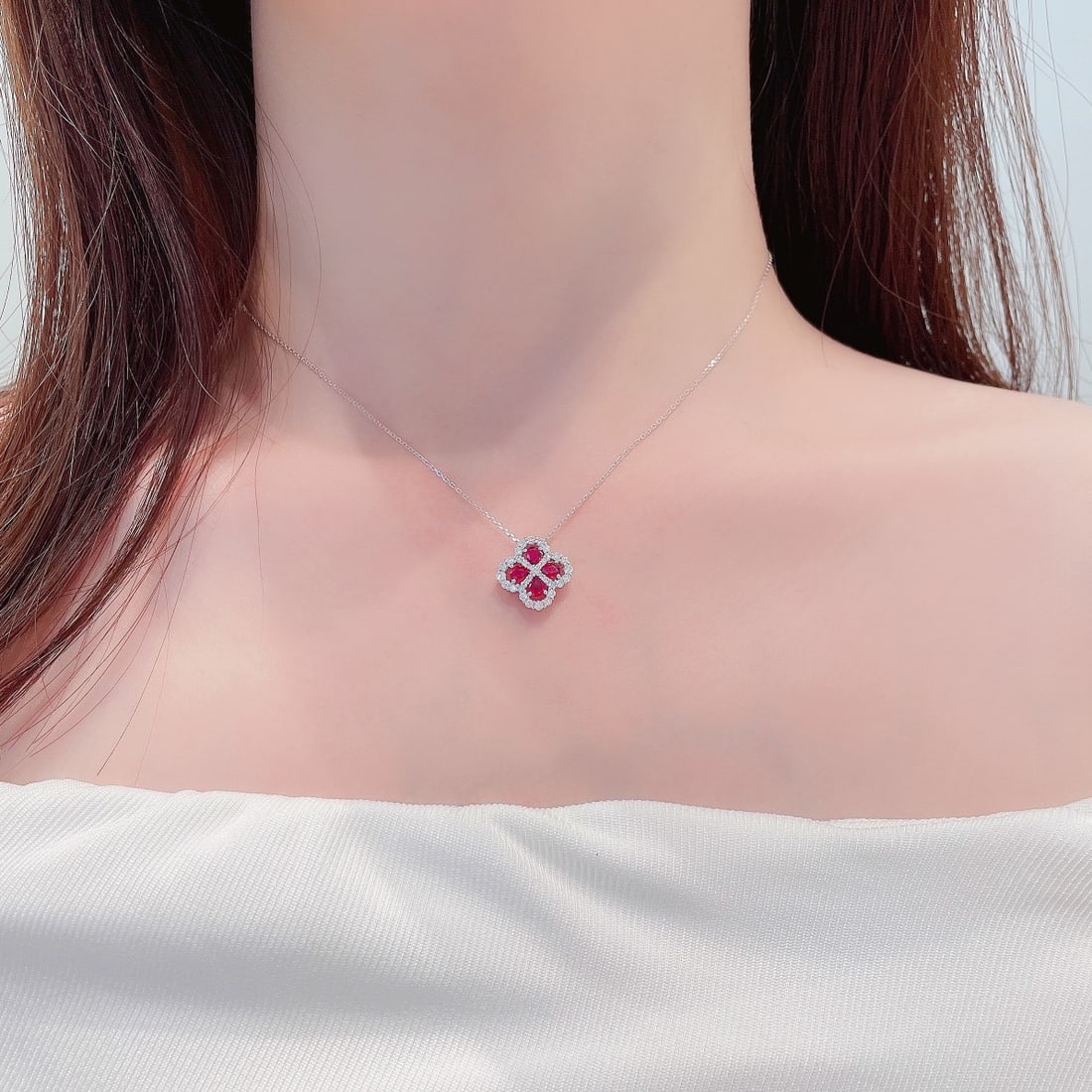 14k Gold 1.10 Ctw Natural Ruby & Diamond Necklace - 2
