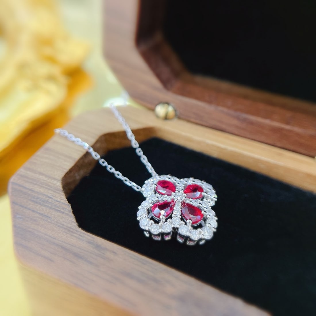 14k Gold 1.10 Ctw Natural Ruby & Diamond Necklace - 4