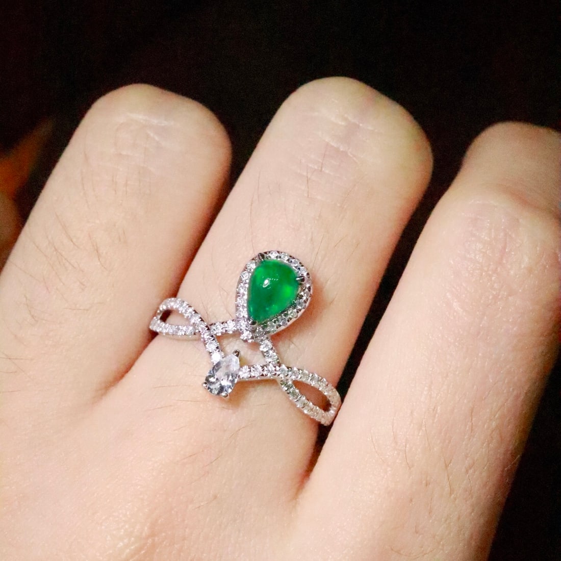 14k Gold 0.81 Ctw Natural Emerald & Diamond Ring - 5