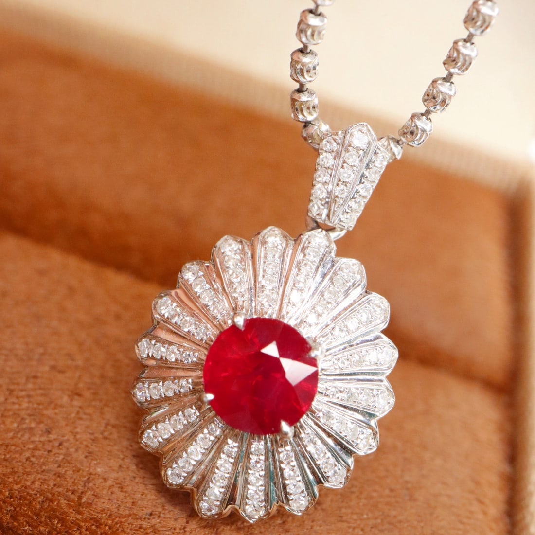 14k Gold 1.48 Ctw Vivid Red Natural Ruby & Diamond Pendant( Without Chain ): Ref:231152344 // gold content:14k gold // main gemstone:ruby // shape:round // carat weight:1. 17ct // color:vivid red // treatment:natural // cut grade:g // // adjacent gemstone 2 : diamond // shape: