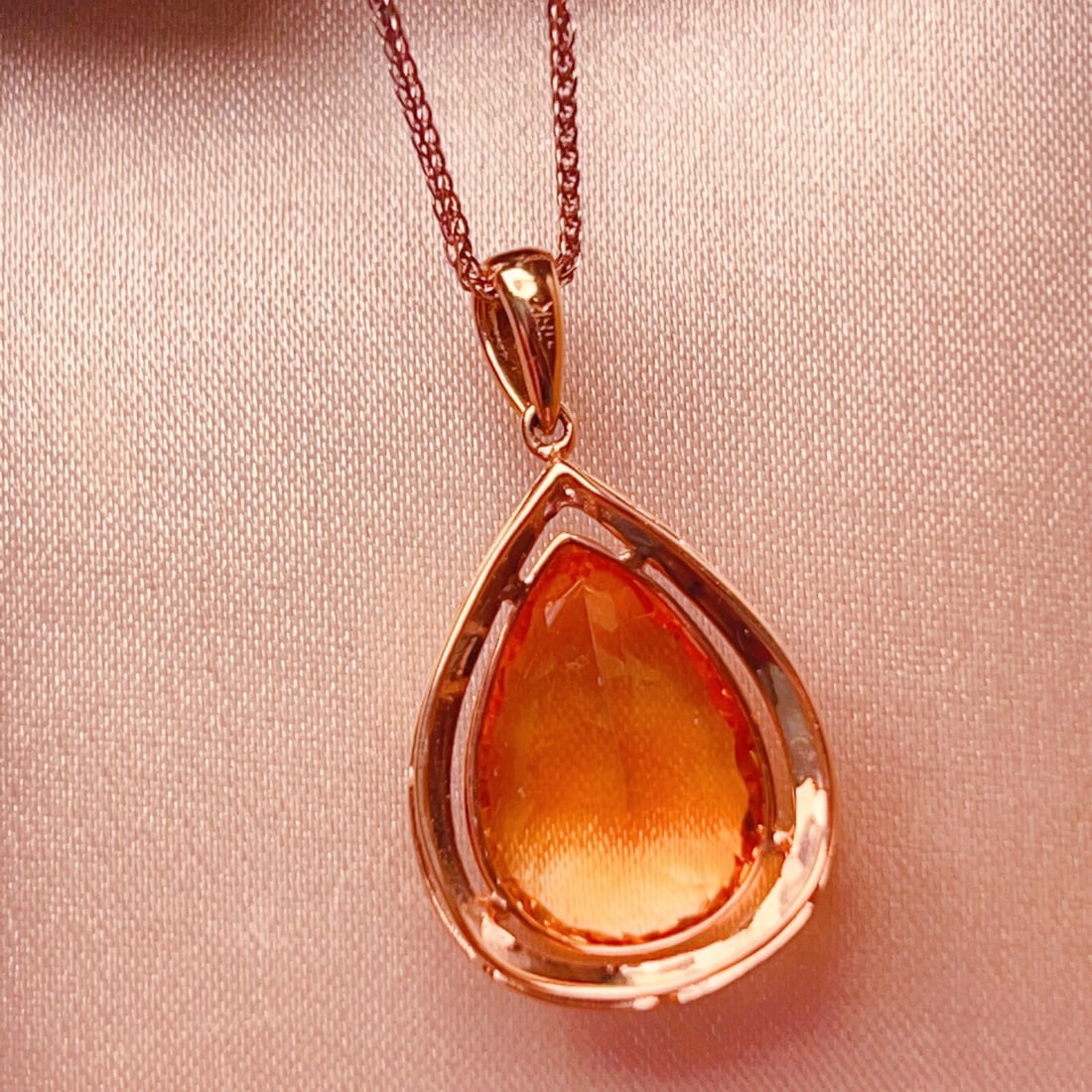 14k Gold 8.23 Ctw Natural Citrine & Diamond Pendant( Without Chain ) - 5