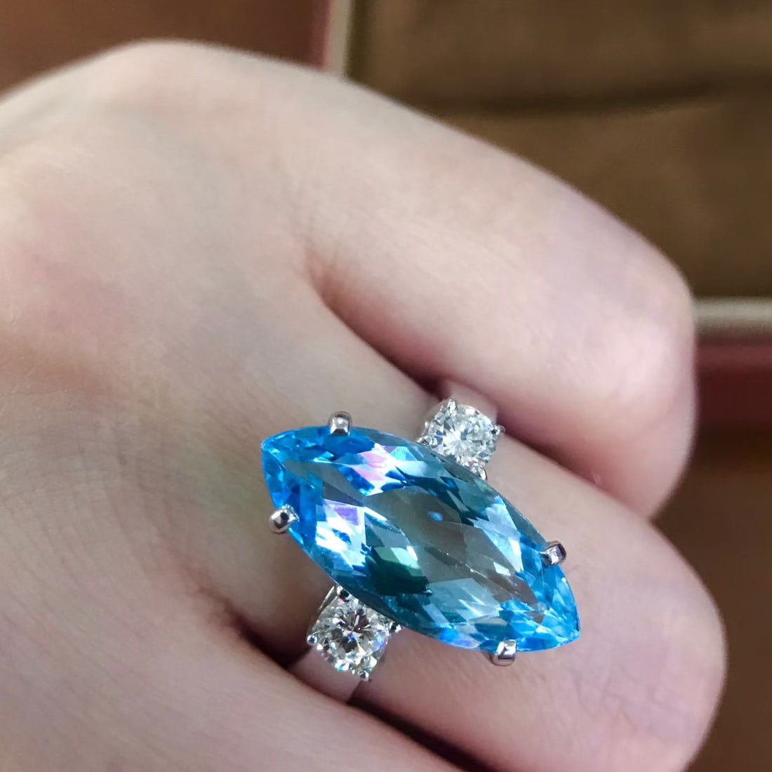14k Gold 5.00 Ctw Natural Aquamarine & Diamond Ring - 4