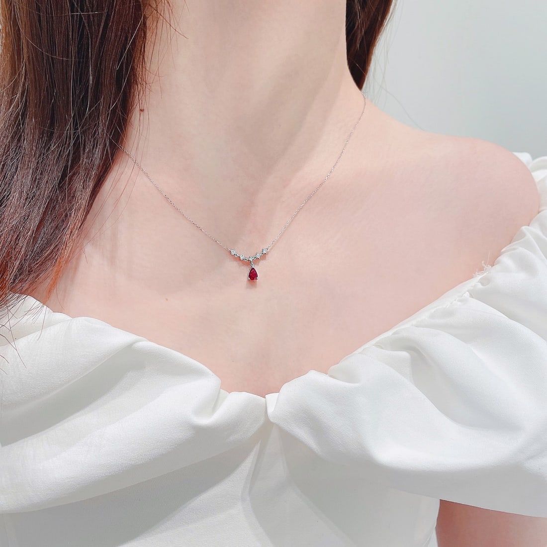 14k Gold 0.69 Ctw Natural Ruby & Diamond Necklace - 3