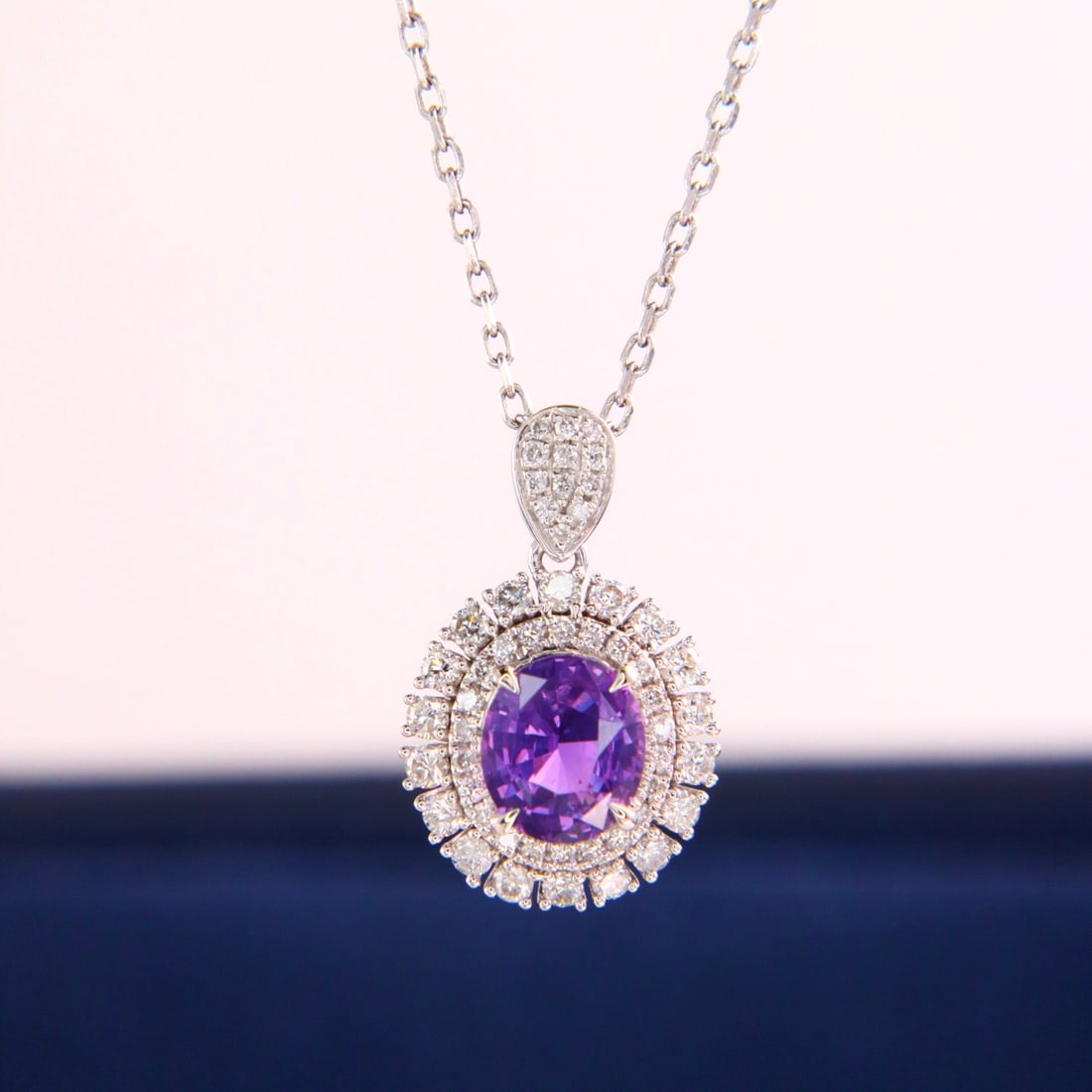 14k Gold 1.43 Ctw Natural Sapphire & Diamond Necklace (1 of 5)