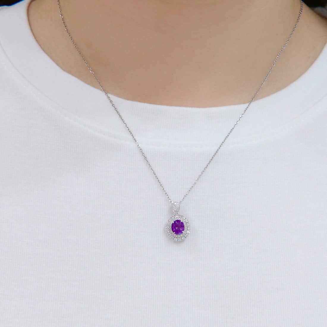14k Gold 1.43 Ctw Natural Sapphire & Diamond Necklace - 4