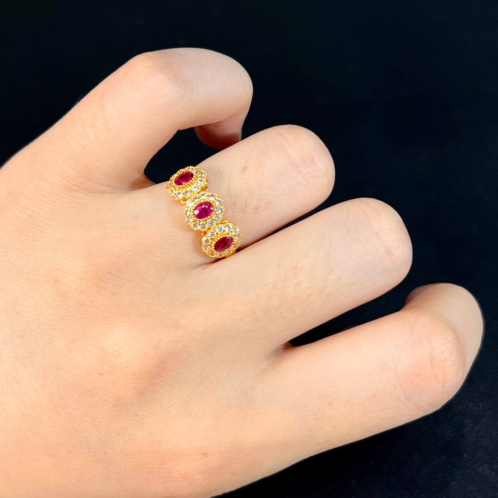 14k Gold 0.90 Ctw Natural Ruby & Sapphire Ring - 3