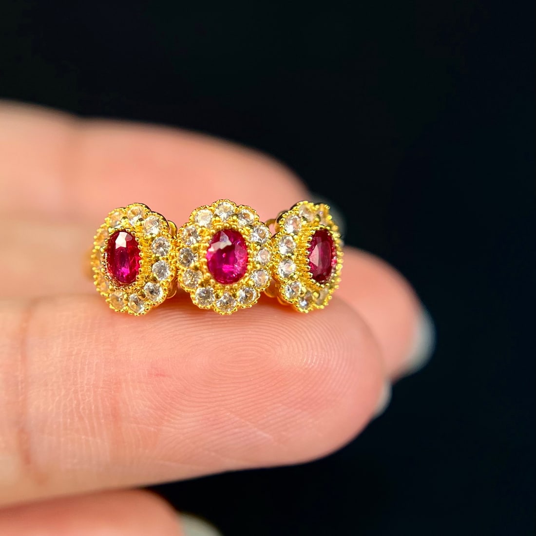14k Gold 0.90 Ctw Natural Ruby & Sapphire Ring - 6