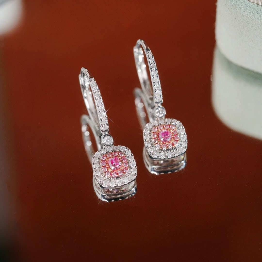 14k Gold 0.60 Ct Natural Color Diamond Earrings - 4