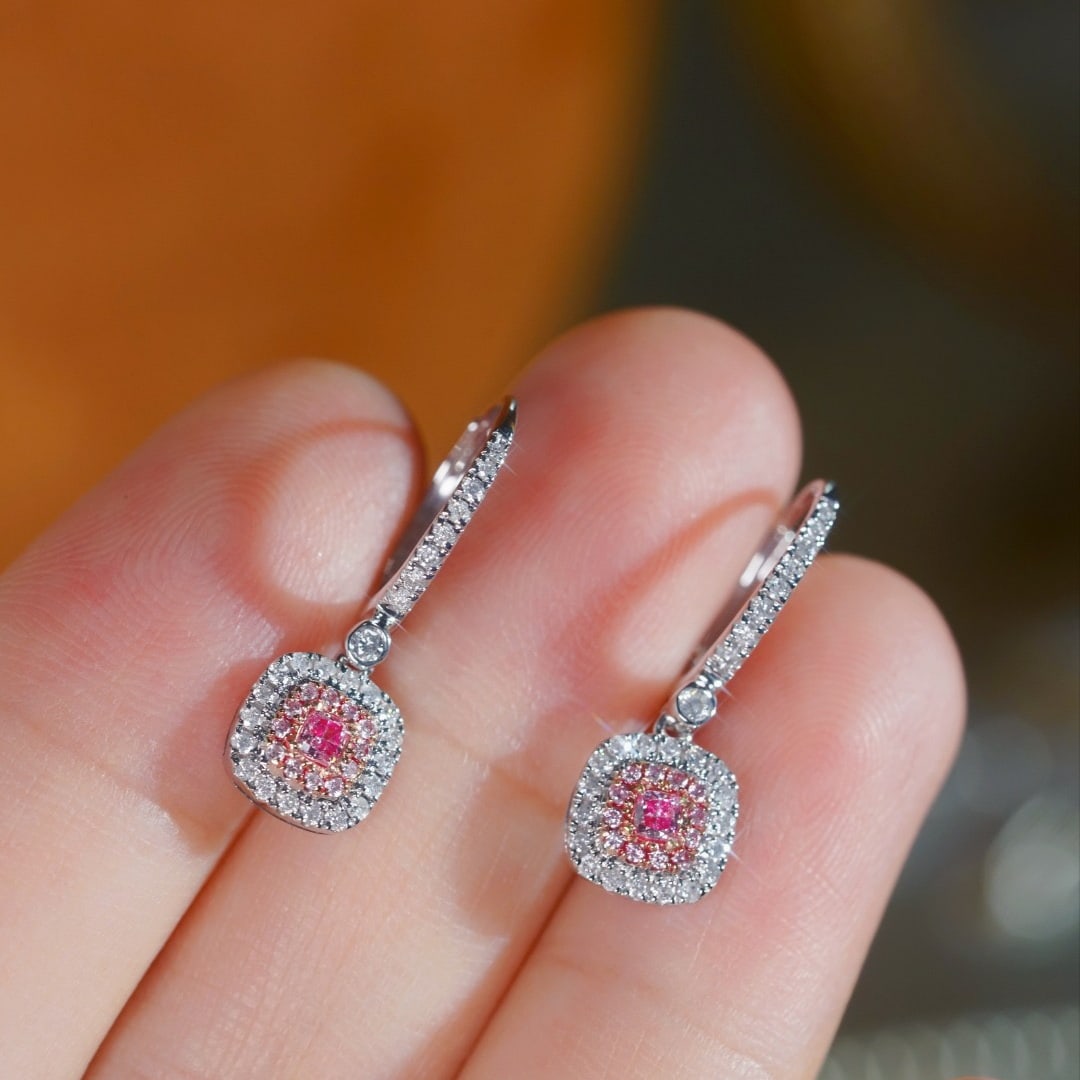 14k Gold 0.60 Ct Natural Color Diamond Earrings - 5