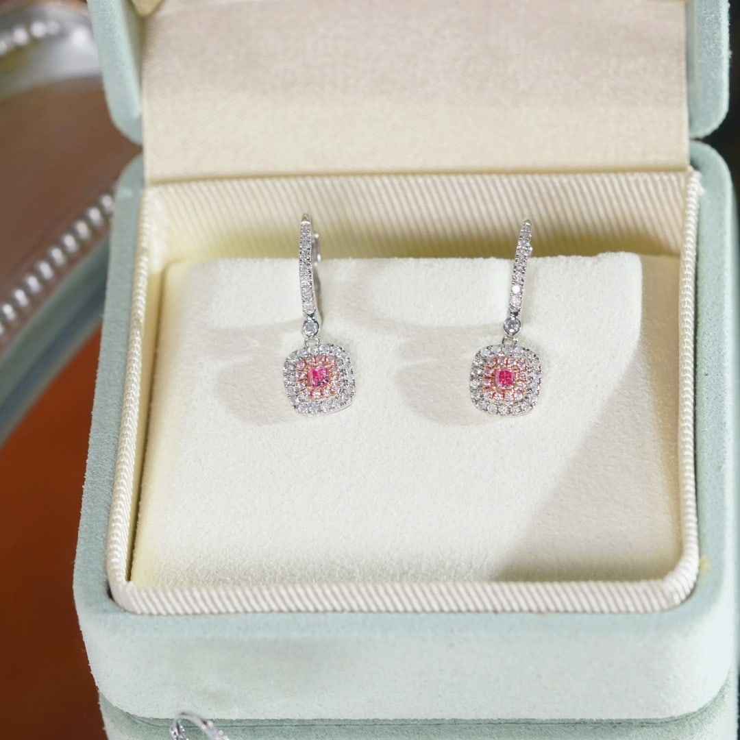 14k Gold 0.60 Ct Natural Color Diamond Earrings - 6