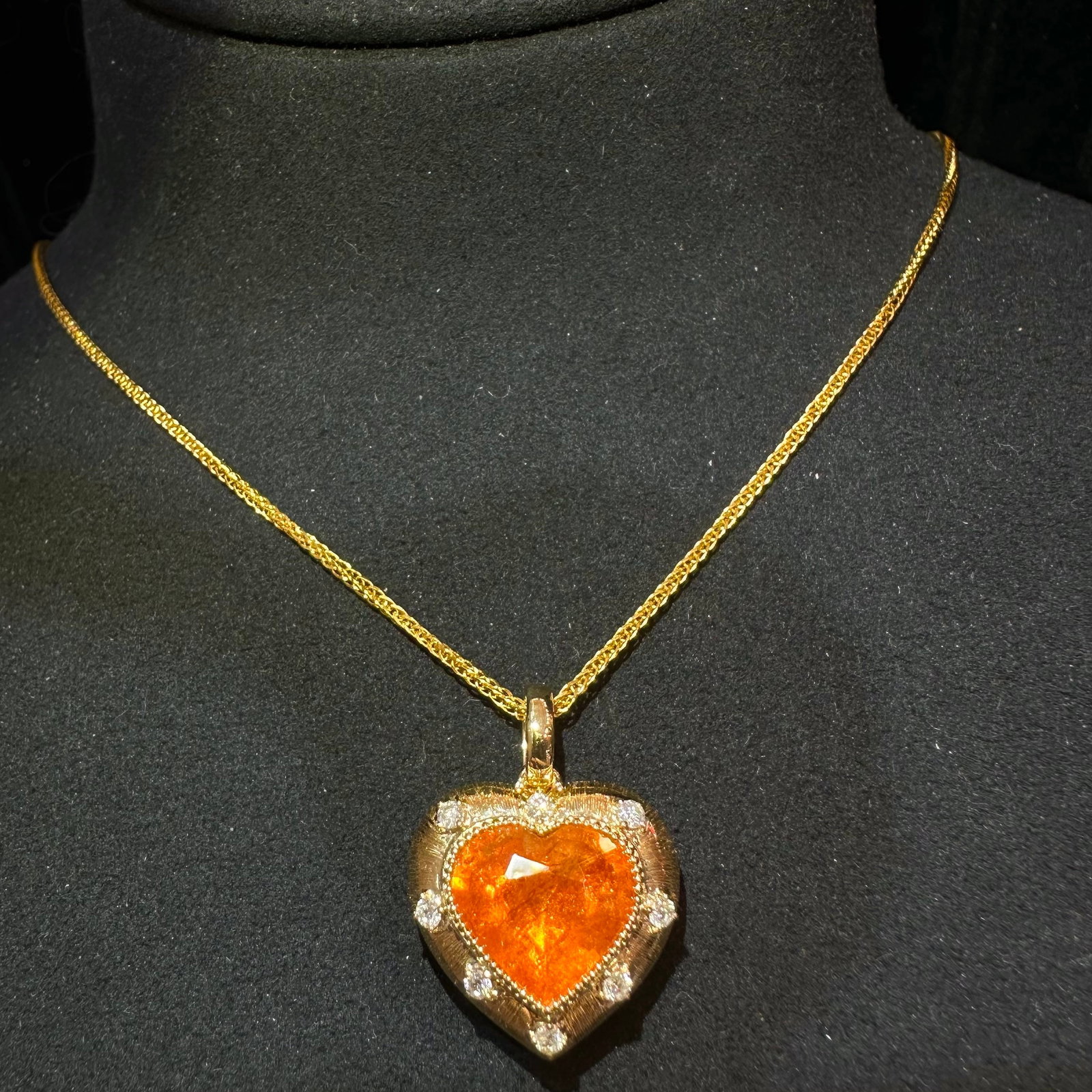 14k Gold 6.02 Ctw Natural Spessartine & Diamond Pendant( Without Chain ) - 2