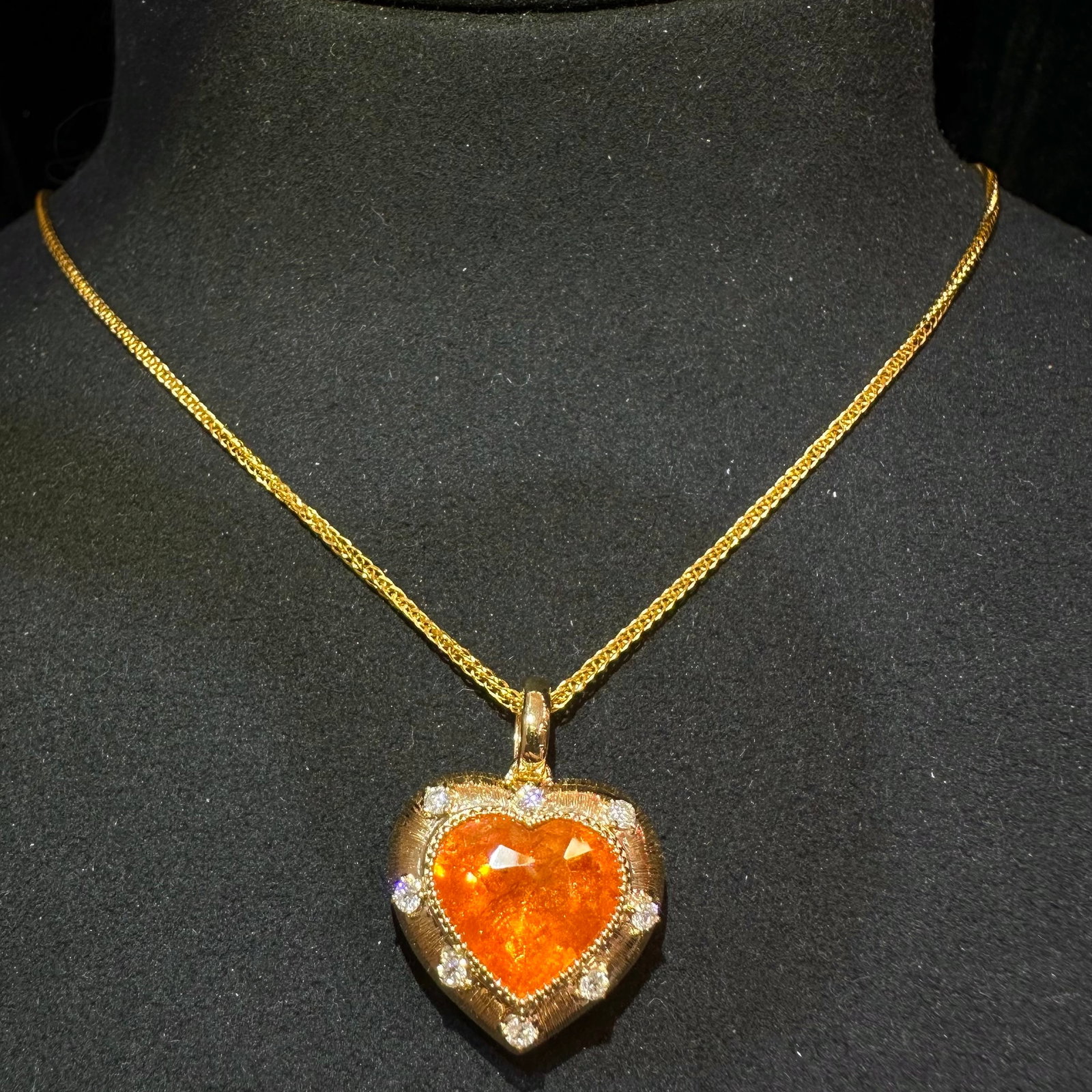 14k Gold 6.02 Ctw Natural Spessartine & Diamond Pendant( Without Chain ) - 3