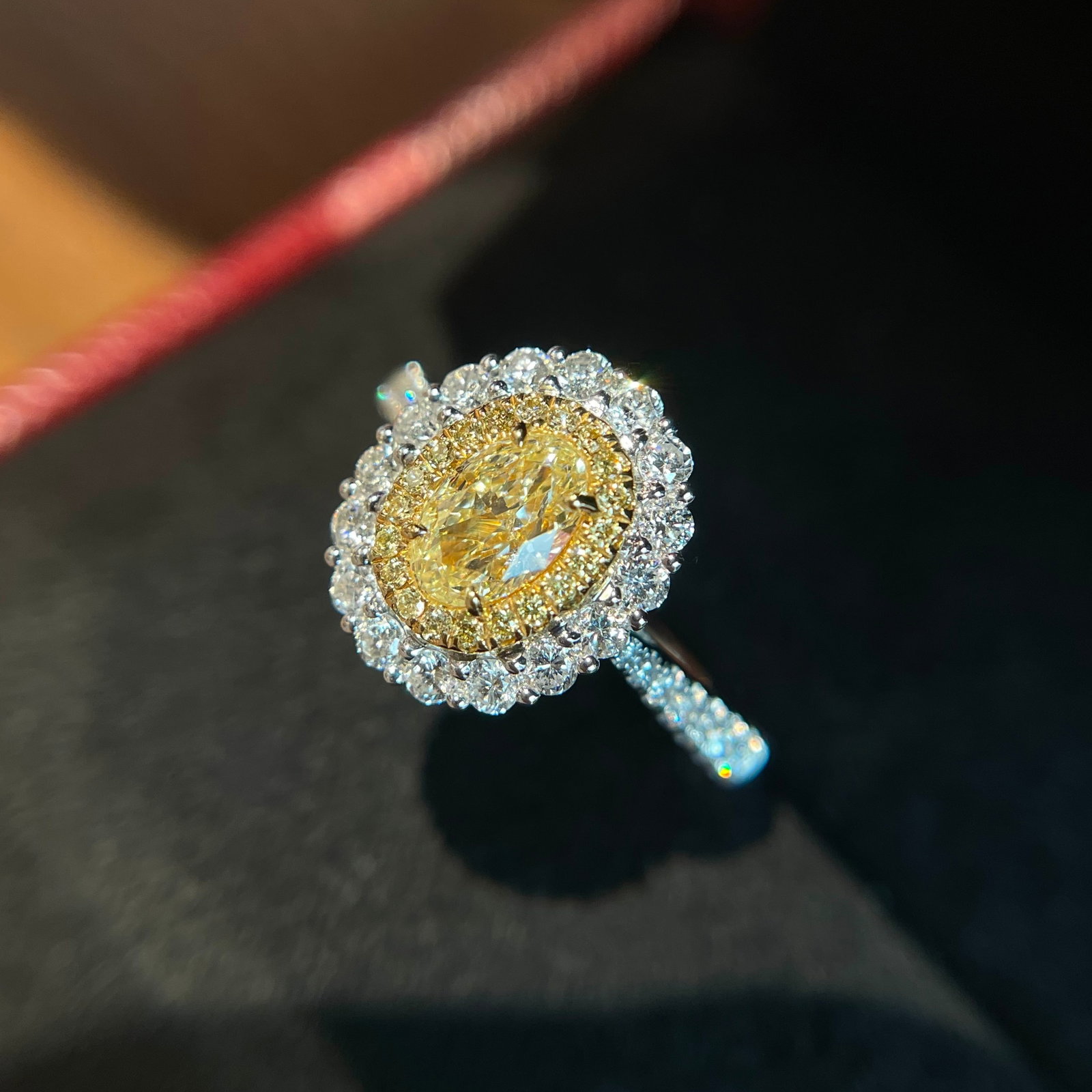 14k Gold 1.05 Ctw Natural Yellow Diamond & Diamond Ring - 5