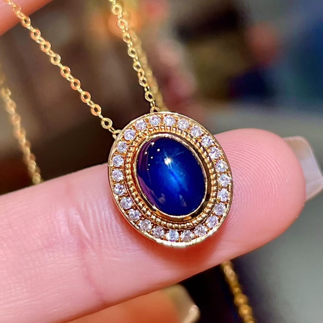 14k Gold 2.20 Ctw Natural Sapphire & Diamond Pendant( Without Chain ) - 3