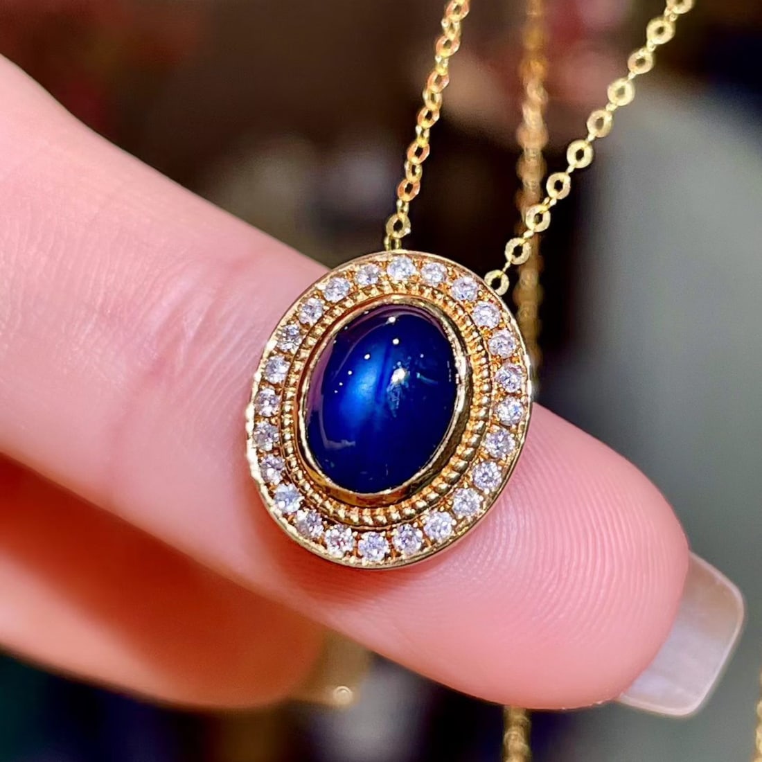 14k Gold 2.20 Ctw Natural Sapphire & Diamond Pendant( Without Chain ) - 4