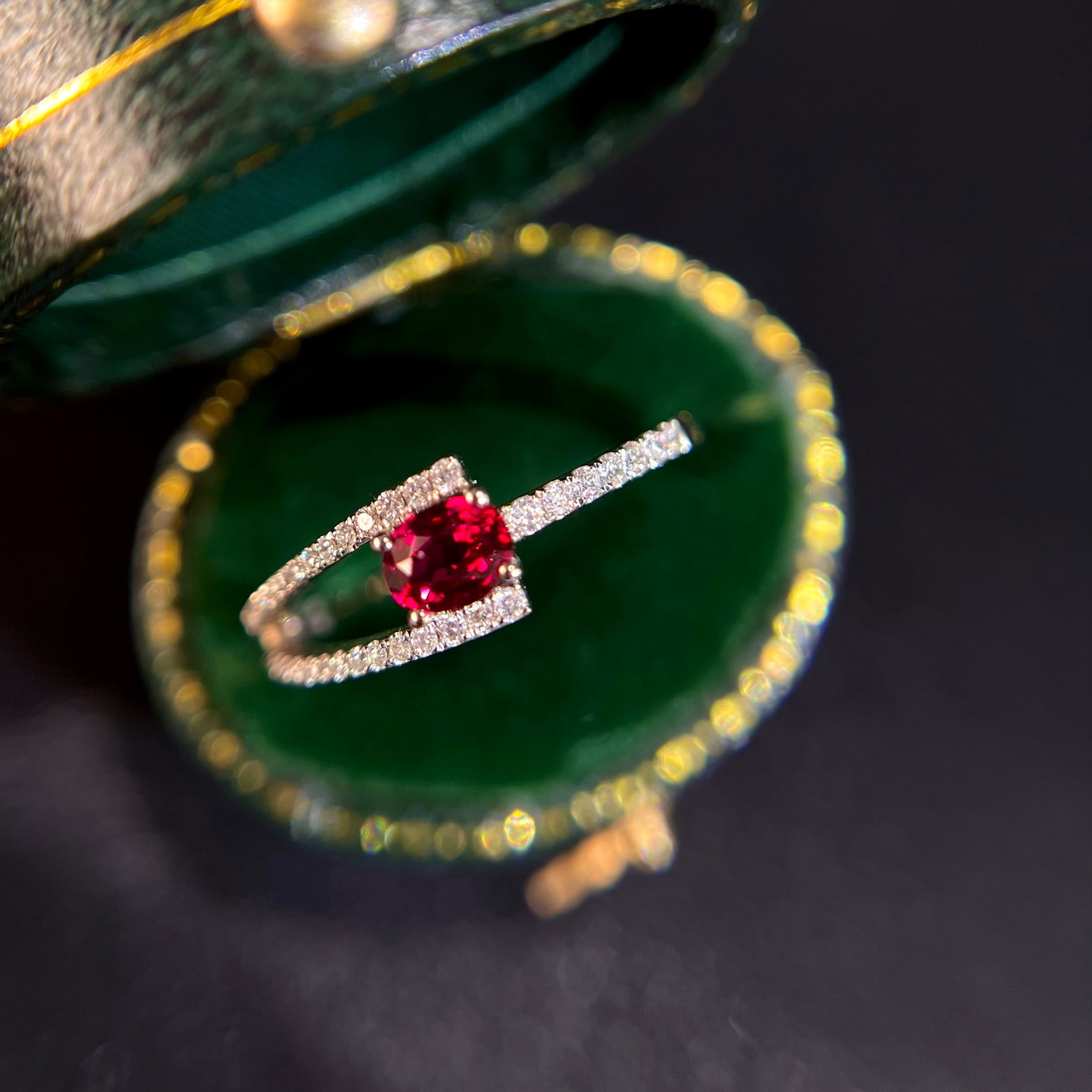 14k Gold 0.51 Ctw Natural Ruby & Diamond Ring: Ref:231152436 // gold content:14k gold // ring size:7. 25us // // main gemstone:ruby // shape:oval // carat weight:0. 36ct // color:red // treatment:natural // // adjacent gemstone 2 : diamond //