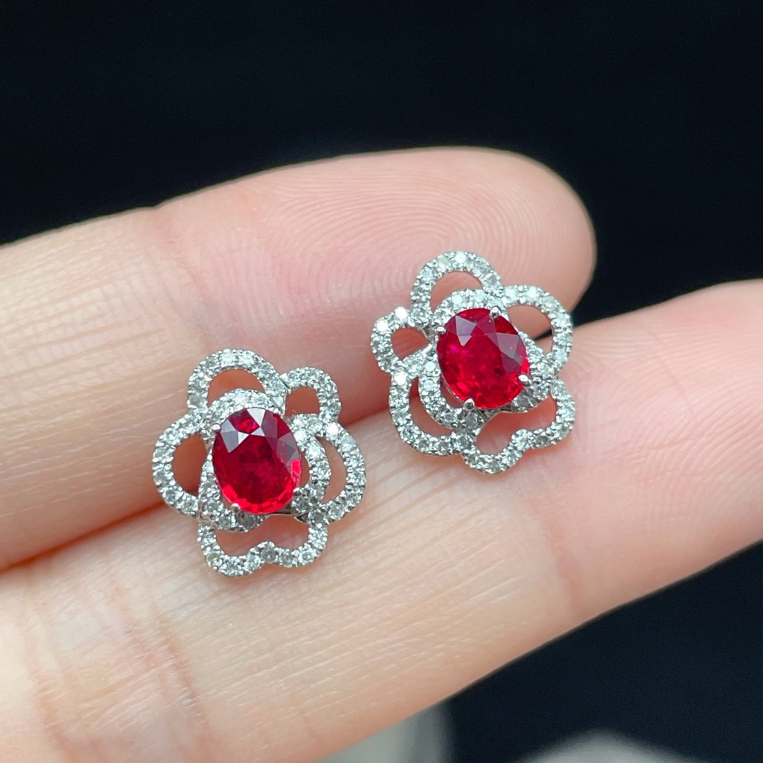 14k Gold 1.14 Ctw Natural Ruby & Diamond Earrings - 2
