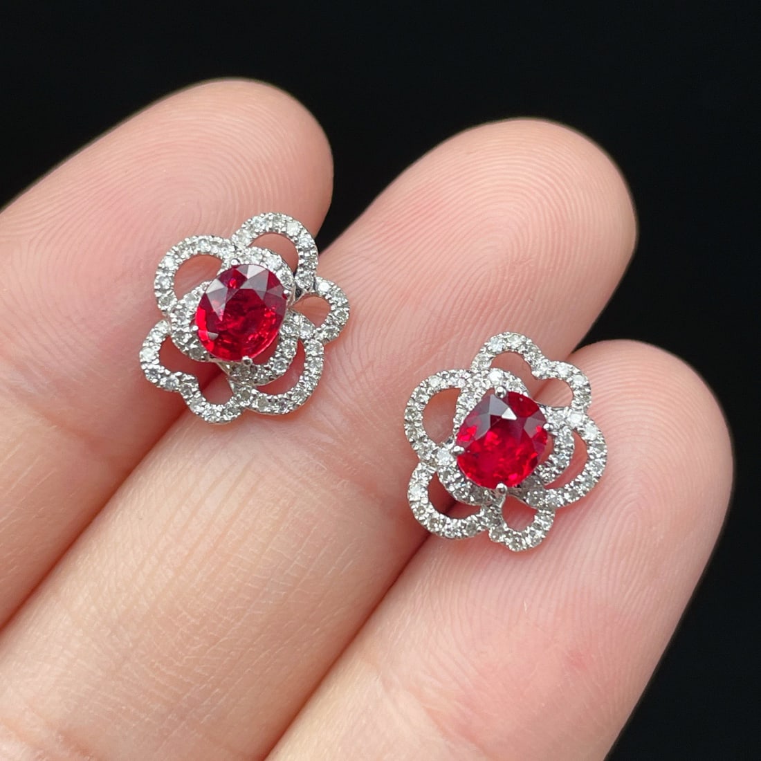 14k Gold 1.14 Ctw Natural Ruby & Diamond Earrings - 3