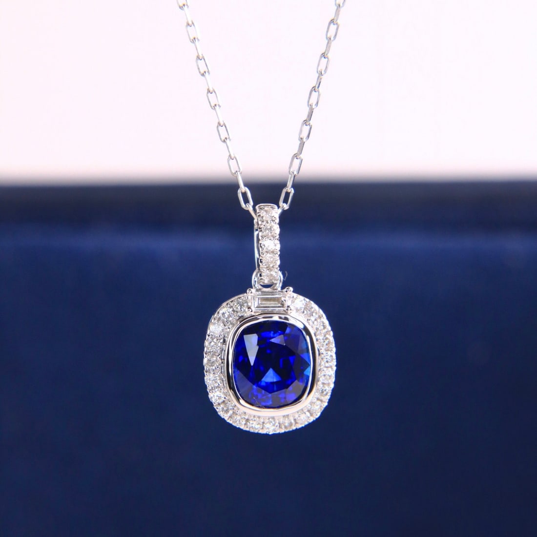 14k Gold 1.22 Ctw Natural Sapphire & Diamond Necklace - 3