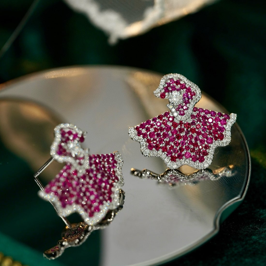 14k White Gold 2.52 Ctw Natural Ruby & Diamond Earrings - 2