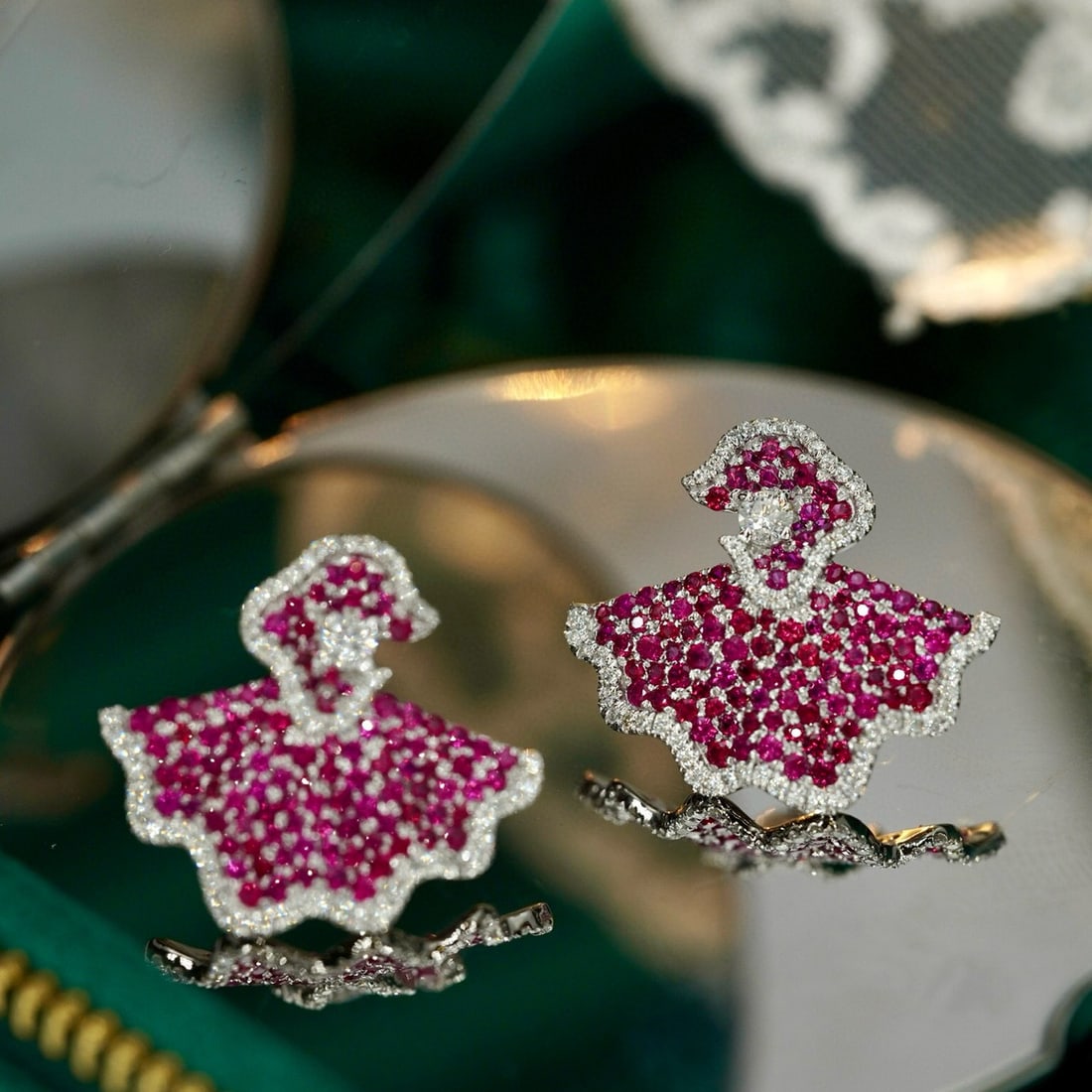 14k White Gold 2.52 Ctw Natural Ruby & Diamond Earrings - 5