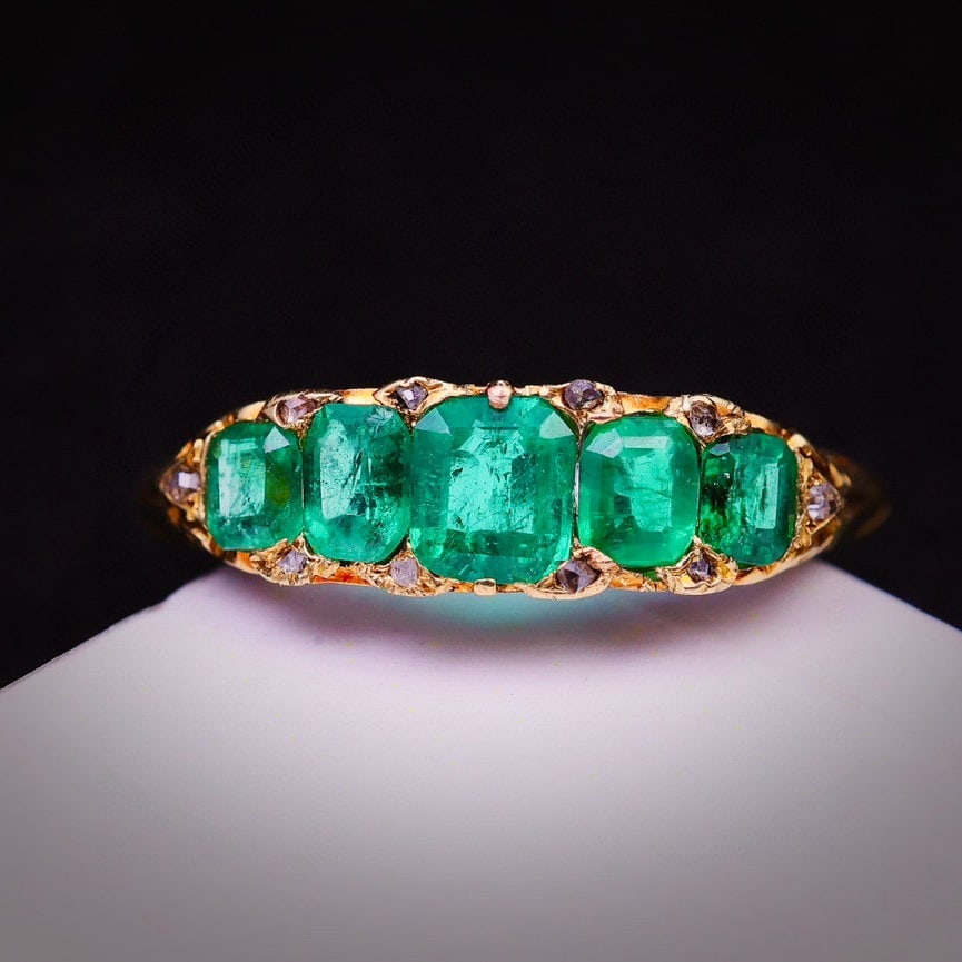 14k Gold 1.20 Ct Natural Emerald Ring - 3