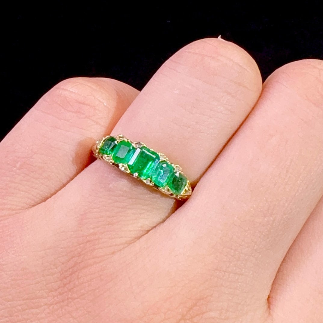 14k Gold 1.20 Ct Natural Emerald Ring - 4