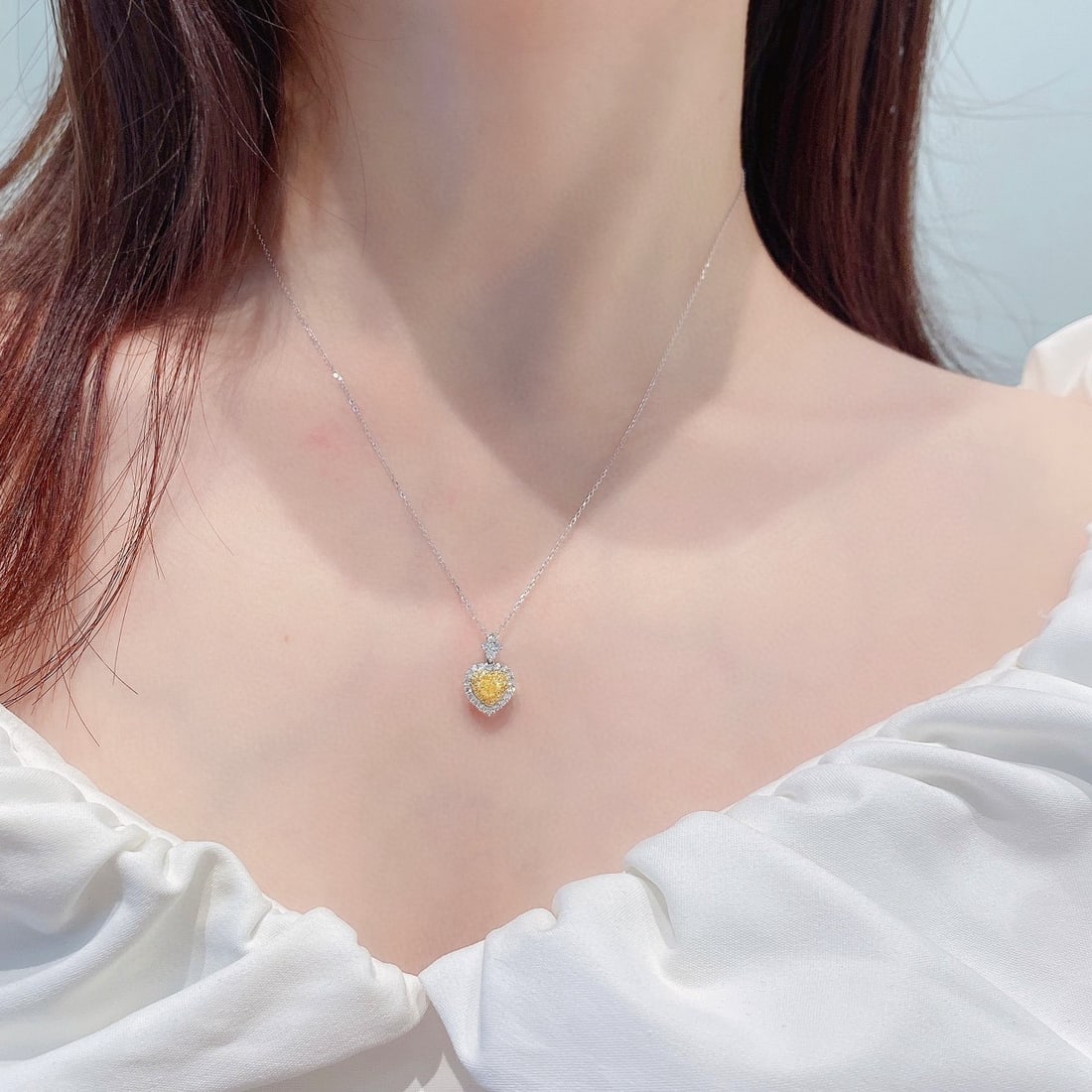 14k Gold 0.55 Ctw Natural Yellow Diamond & Diamond Pendant( Without Chain ) - 2