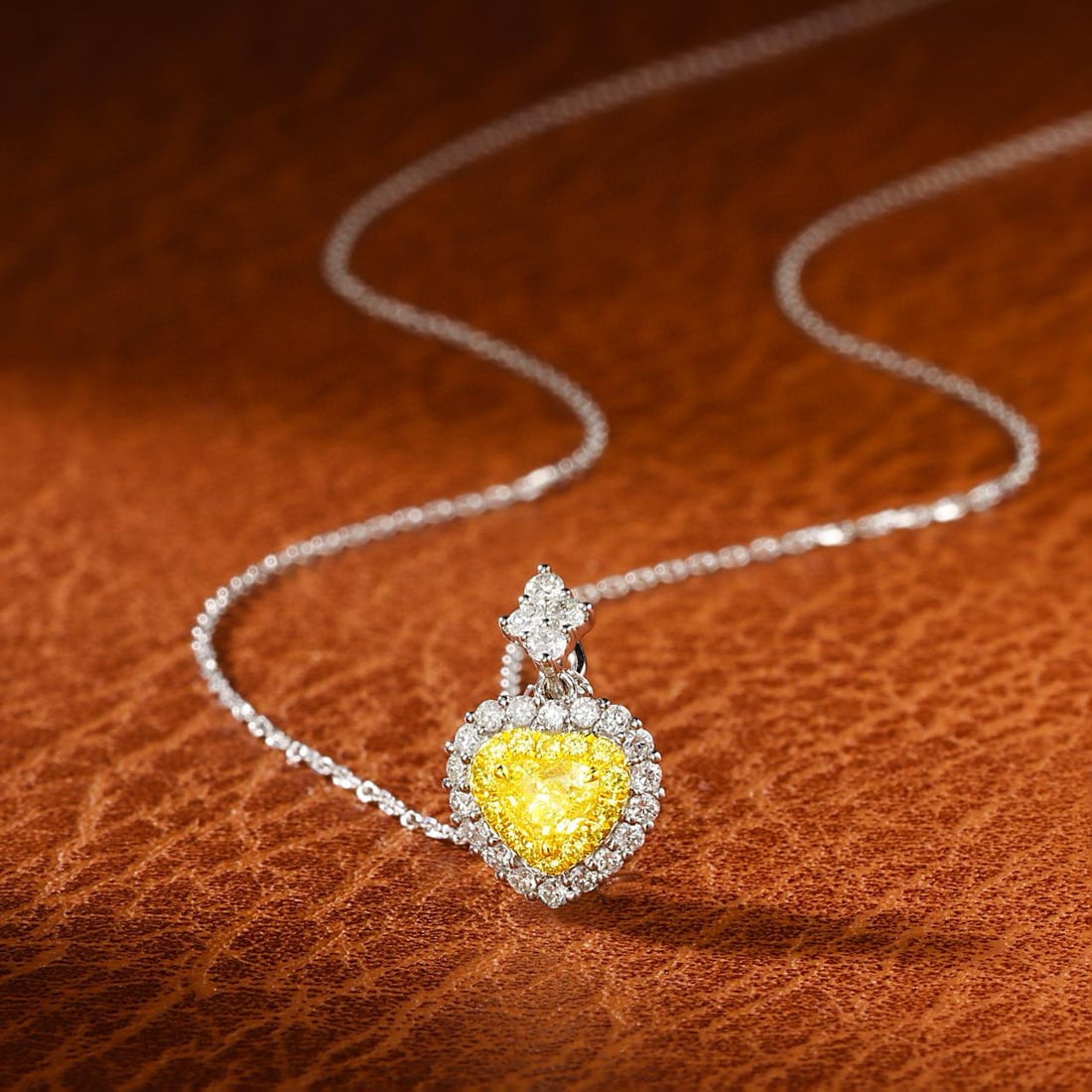 14k Gold 0.55 Ctw Natural Yellow Diamond & Diamond Pendant( Without Chain ) - 3
