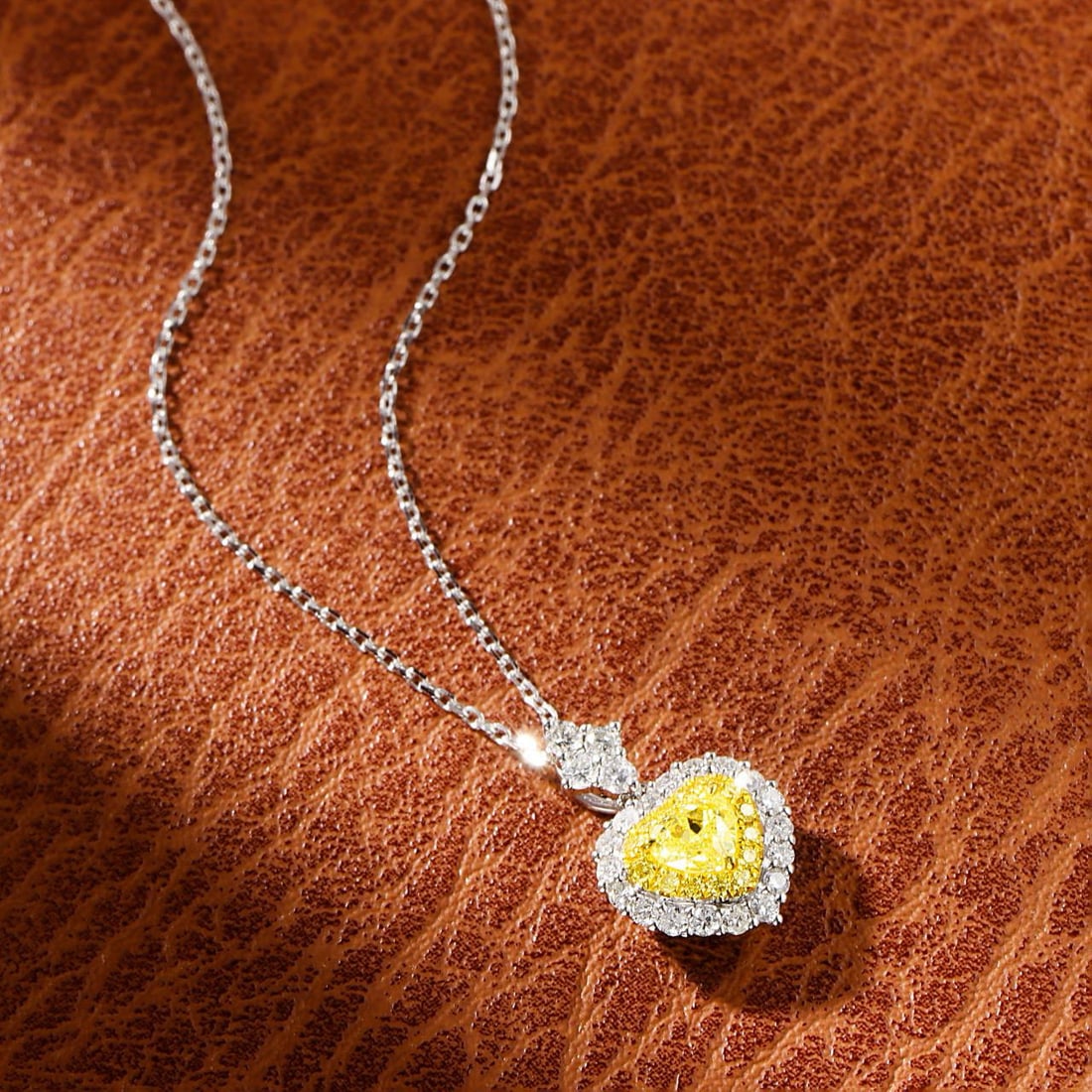14k Gold 0.55 Ctw Natural Yellow Diamond & Diamond Pendant( Without Chain ) - 4