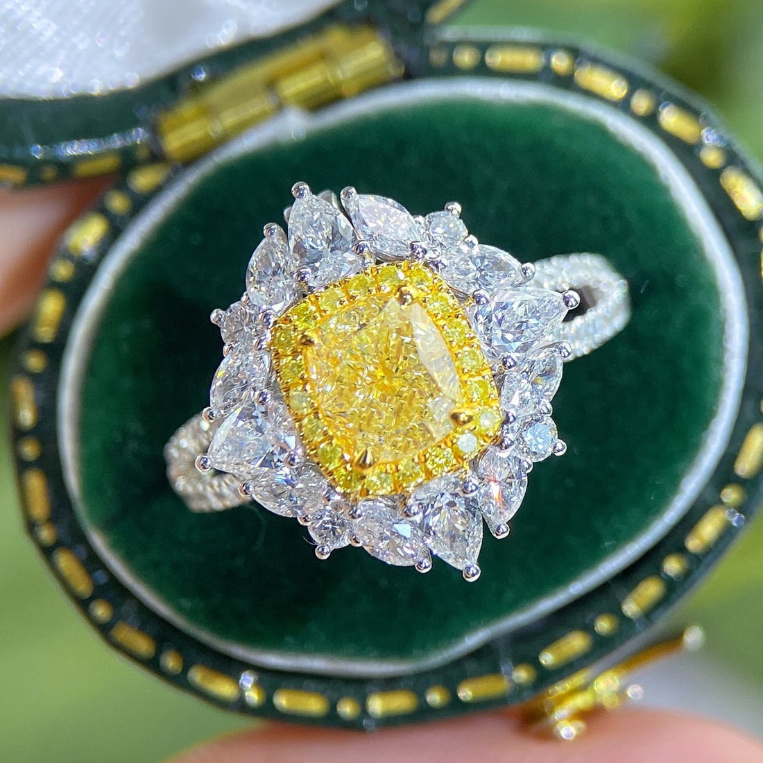 14k Gold 2.23 Ctw Natural Yellow Diamond & Diamond Ring (1 of 7)