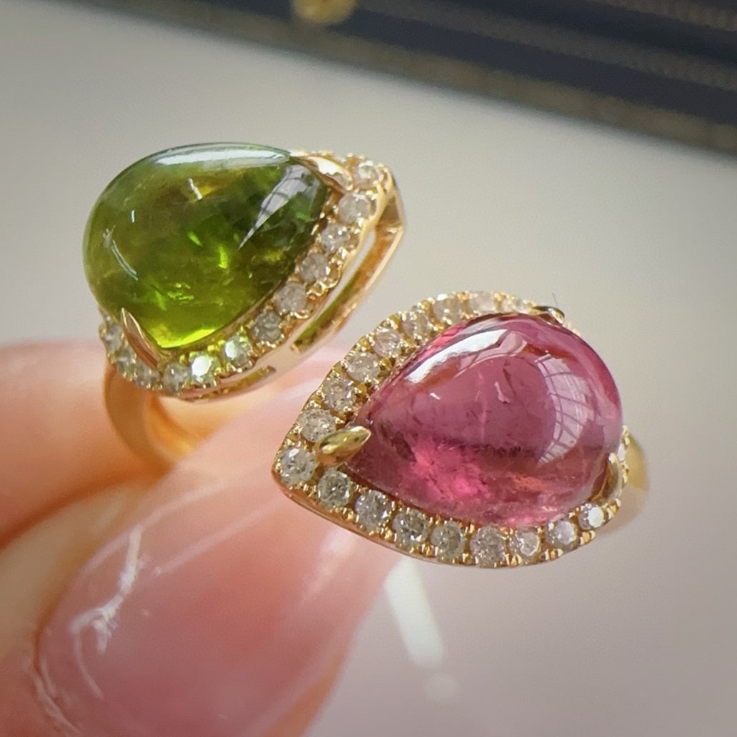 14k Gold 2.50 Ctw Natural Tourmaline & Tourmaline Ring - 4