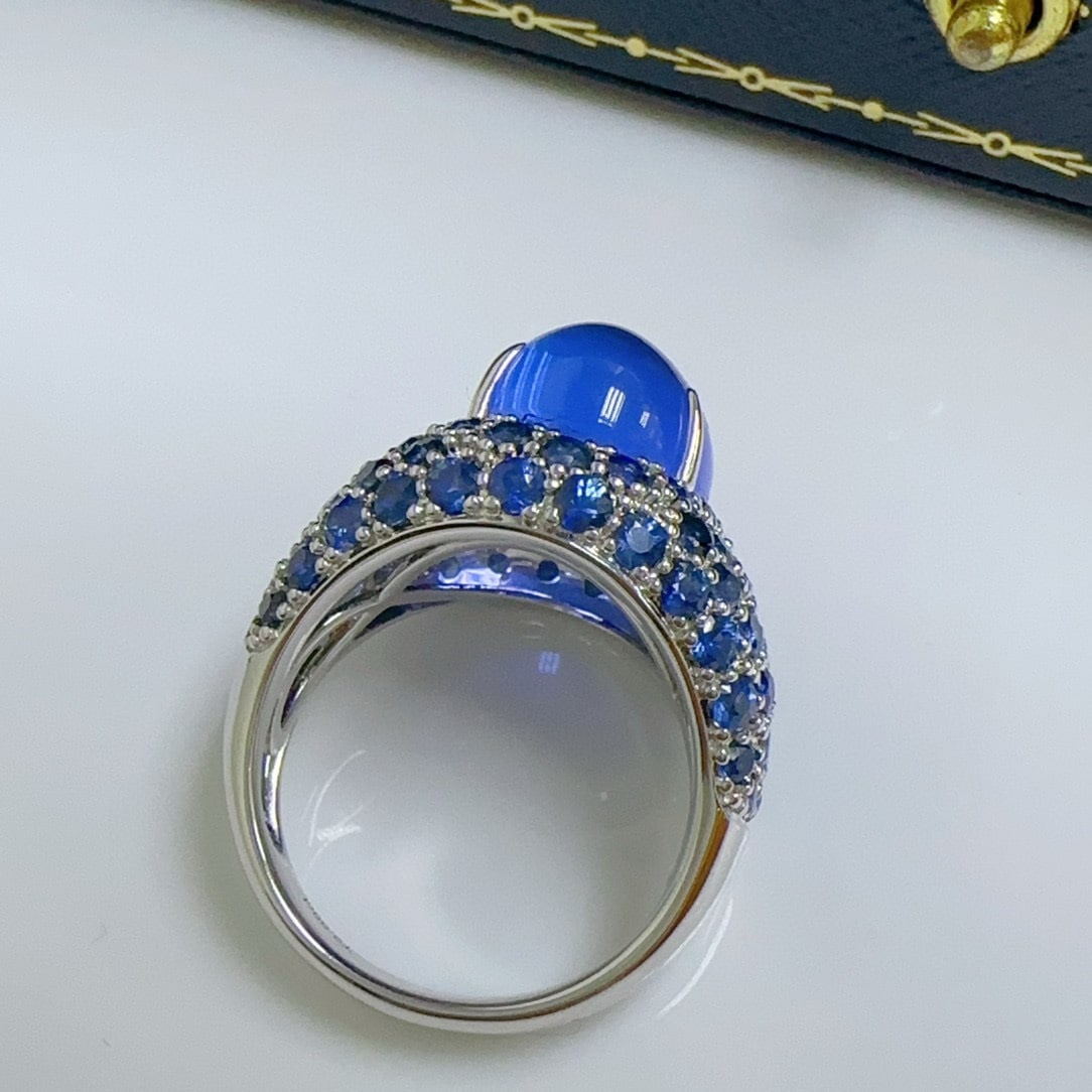 14k Gold 13.99 Ctw Natural Sapphire & Diamond Ring - 4