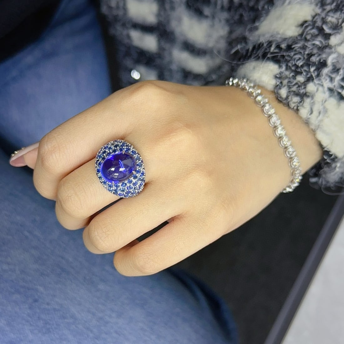 14k Gold 13.99 Ctw Natural Sapphire & Diamond Ring - 6