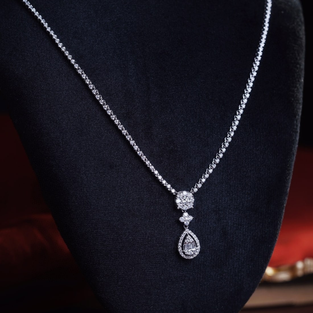 14k Gold 3.00 Ct Natural H Diamond Necklace - 2