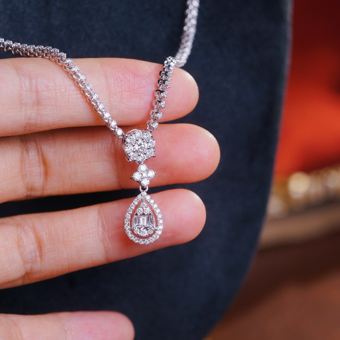 14k Gold 3.00 Ct Natural H Diamond Necklace - 3