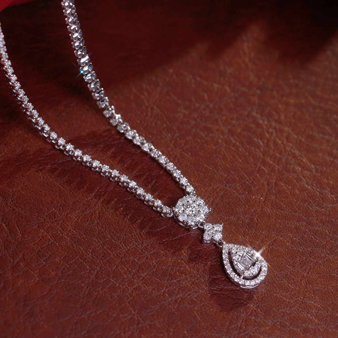 14k Gold 3.00 Ct Natural H Diamond Necklace - 7
