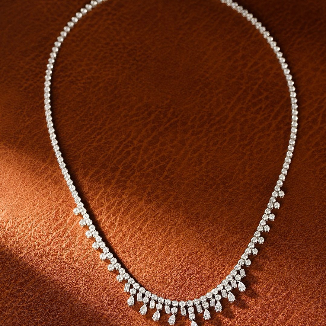 14k Gold 9.18 Ctw Natural H Diamond Necklace: Ref:230989025 // gold content:14k gold // main gemstone:diamond // shape:pear // carat weight:1. 18ct // clarity grade:vs-si // color:h // treatment:natural // cut grade:g // // adjacent gemstone 2 :