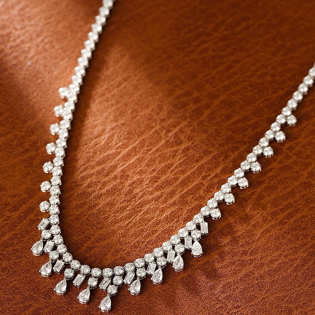 14k Gold 9.18 Ctw Natural H Diamond Necklace - 2