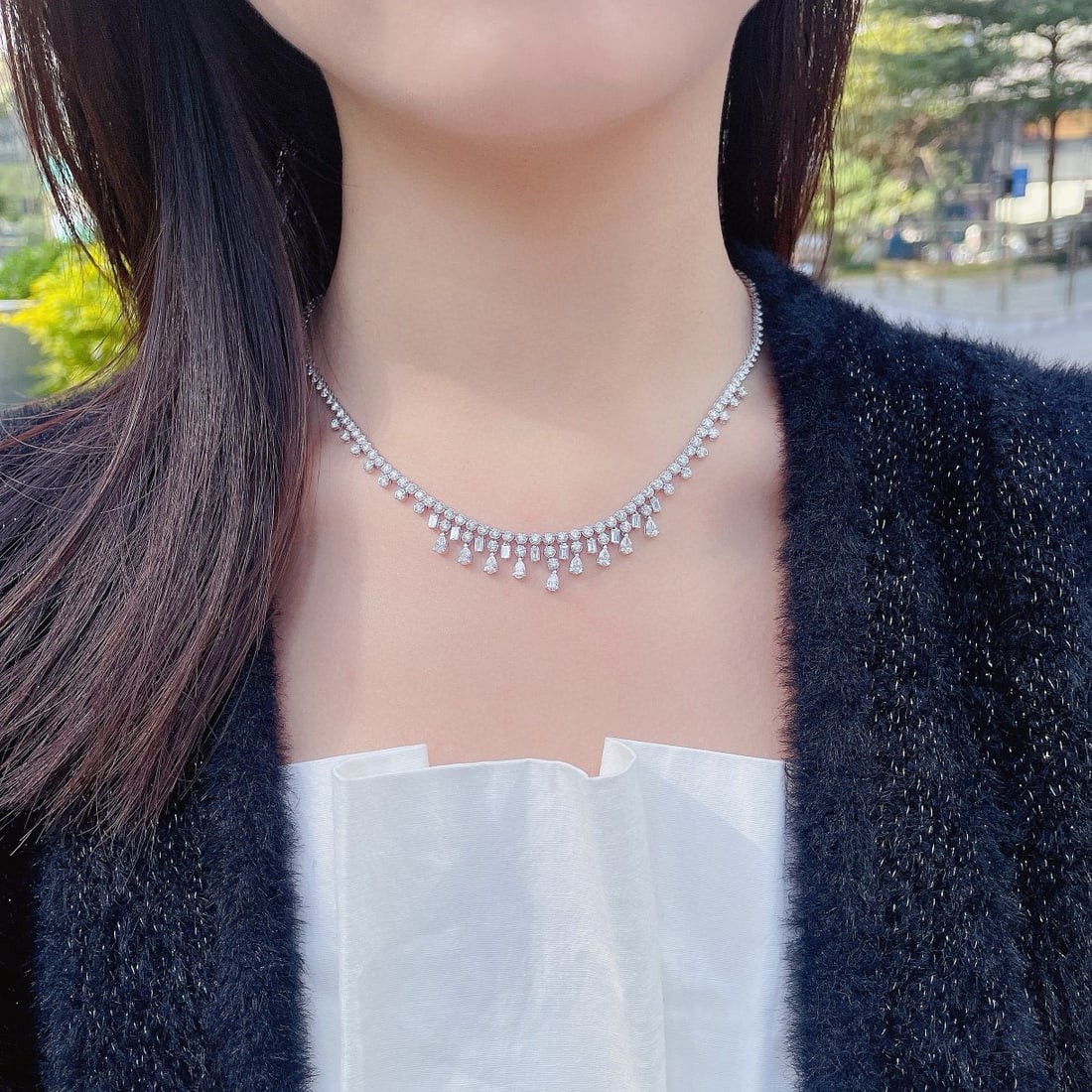 14k Gold 9.18 Ctw Natural H Diamond Necklace - 3