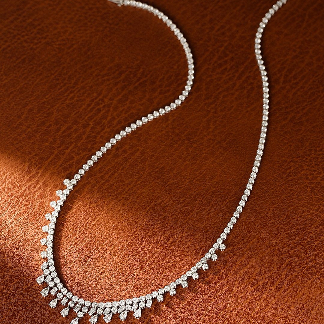 14k Gold 9.18 Ctw Natural H Diamond Necklace - 4