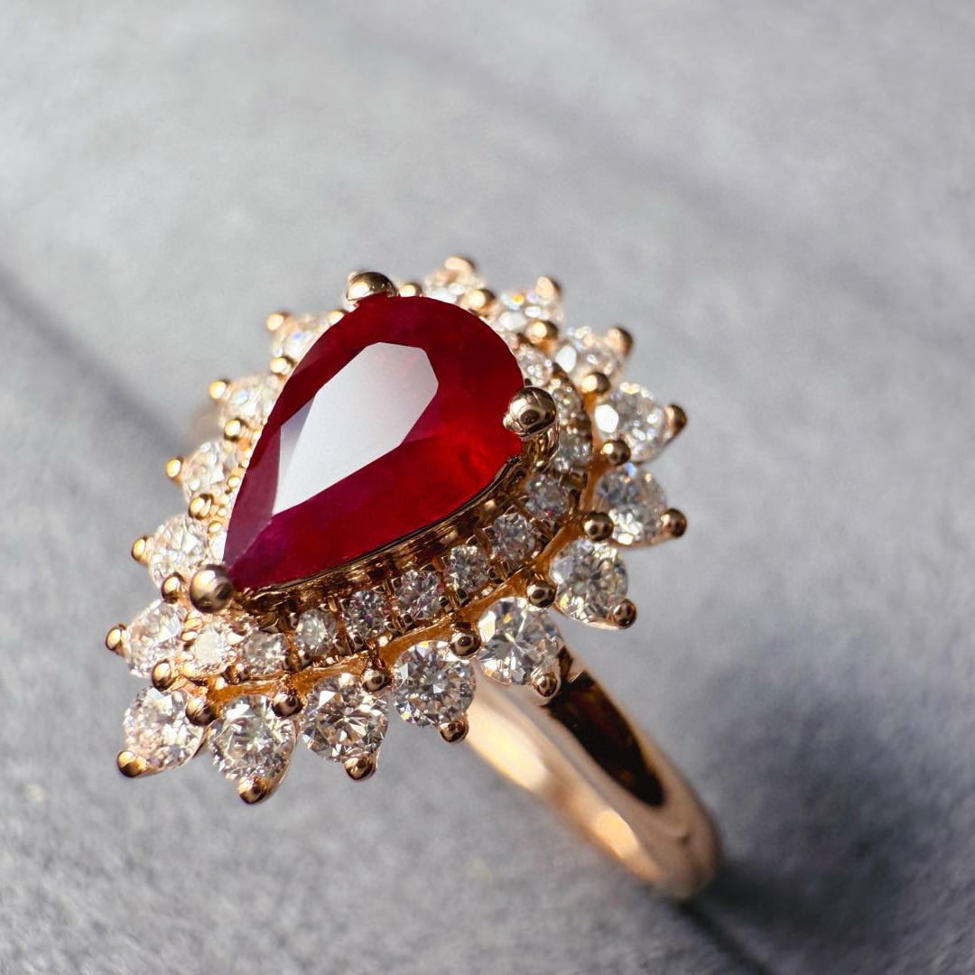 14k Gold 0.60 Ct Natural Ruby & Diamond Ring - 3