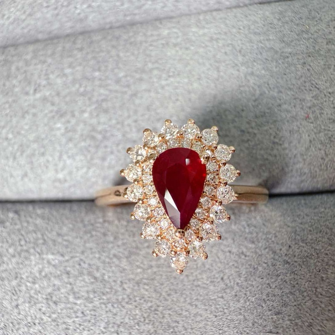 14k Gold 0.60 Ct Natural Ruby & Diamond Ring - 4