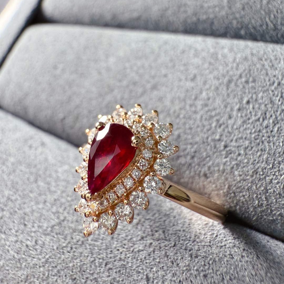 14k Gold 0.60 Ct Natural Ruby & Diamond Ring - 5
