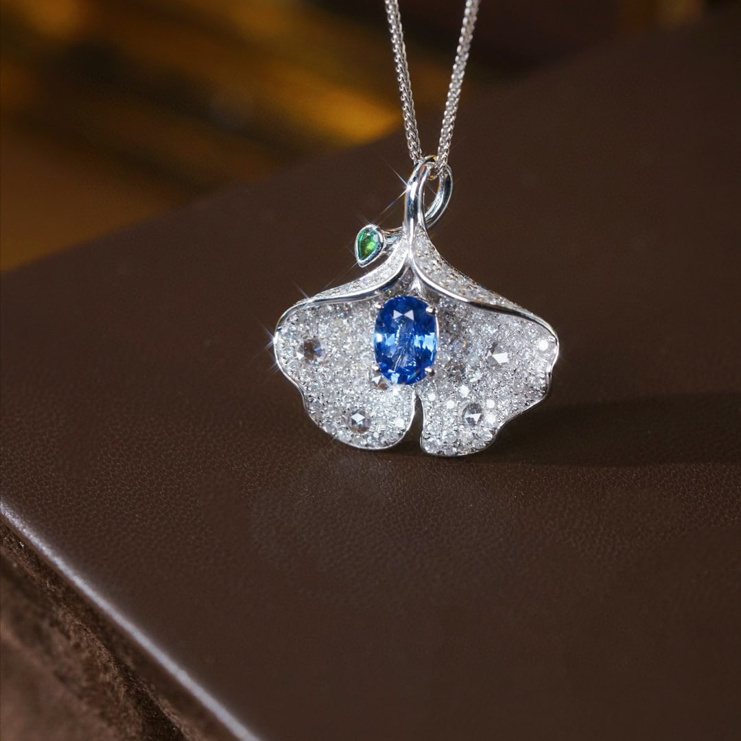 14k Gold 2.59 Ctw Natural Sapphire & Diamond Pendant( Without Chain ): Ref:230989029 // gold content:14k gold // main gemstone:sapphire // shape:oval // carat weight:1. 09ct // clarity grade:vs-si // color:blue // treatment:natural // cut grade:g // // adjacent gemstone