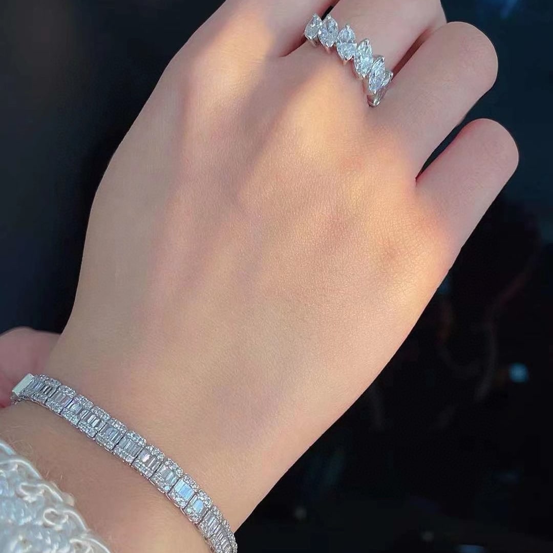 14k Gold 3.65 Ct Natural H Diamond Bracelet - 7