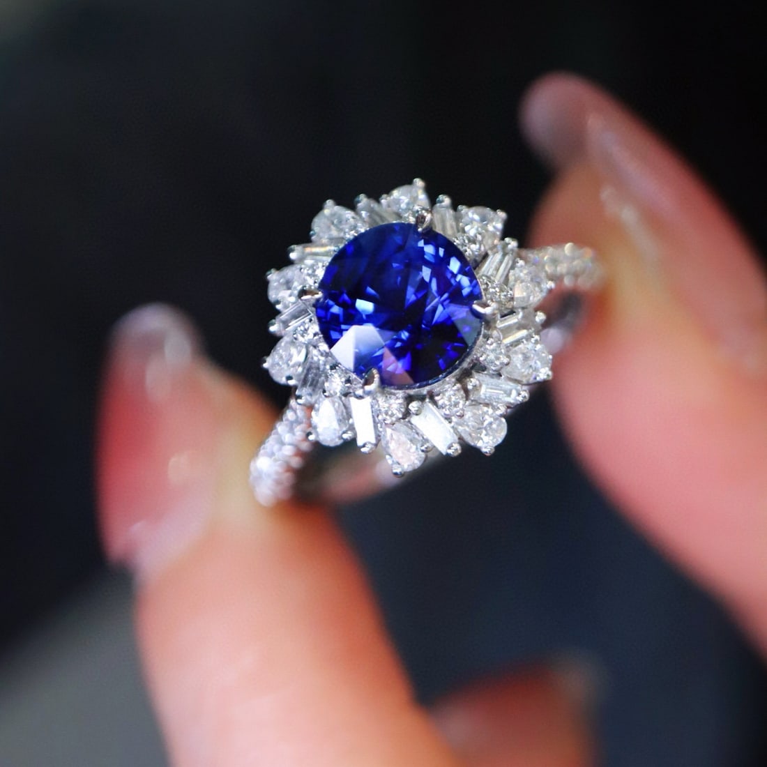 14k Gold 2.76 Ctw Natural Sapphire & Diamond Ring - 4