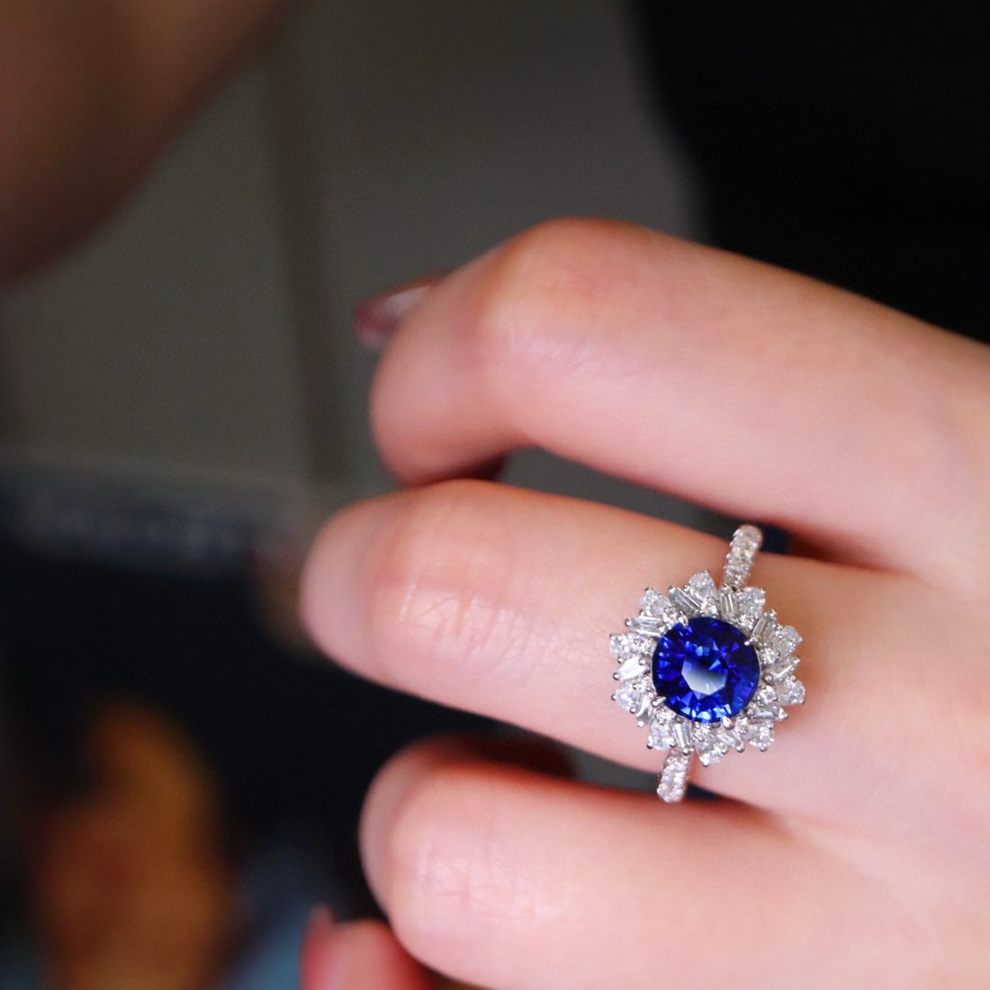 14k Gold 2.76 Ctw Natural Sapphire & Diamond Ring - 5